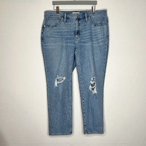 Madewell Womens Roadtripper Slim Boy Jeans Size 18W Ripped Light Wash Denim